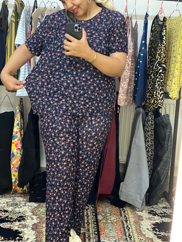 ست بلوز و شلوار پلیسه راحتی